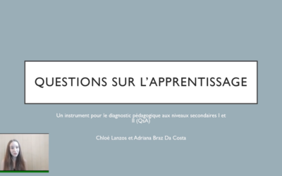 Questions sur l&rsquo;Apprentissage: Un instrument pour le diagnostic pédagogique aux niveaux secondaires I et II (QsA)